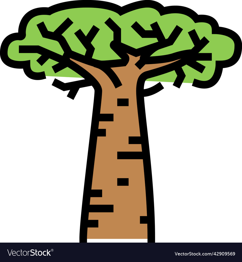 Baobab africa tree color icon vector image Baobab africa tree color icon