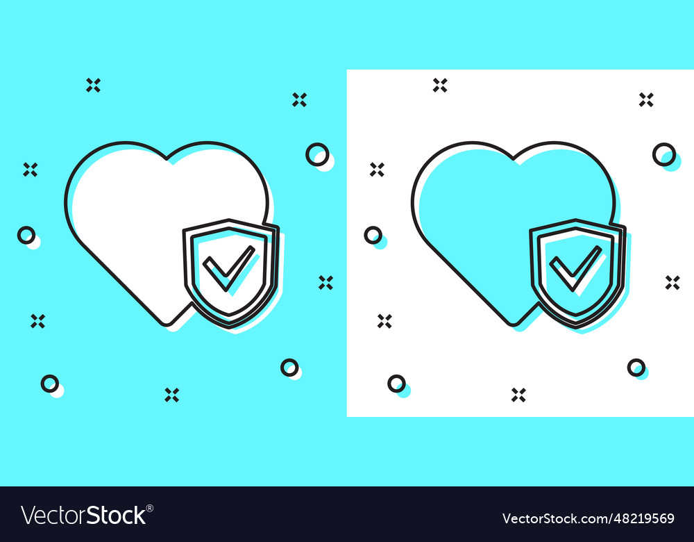 Black line life insurance with shield icon