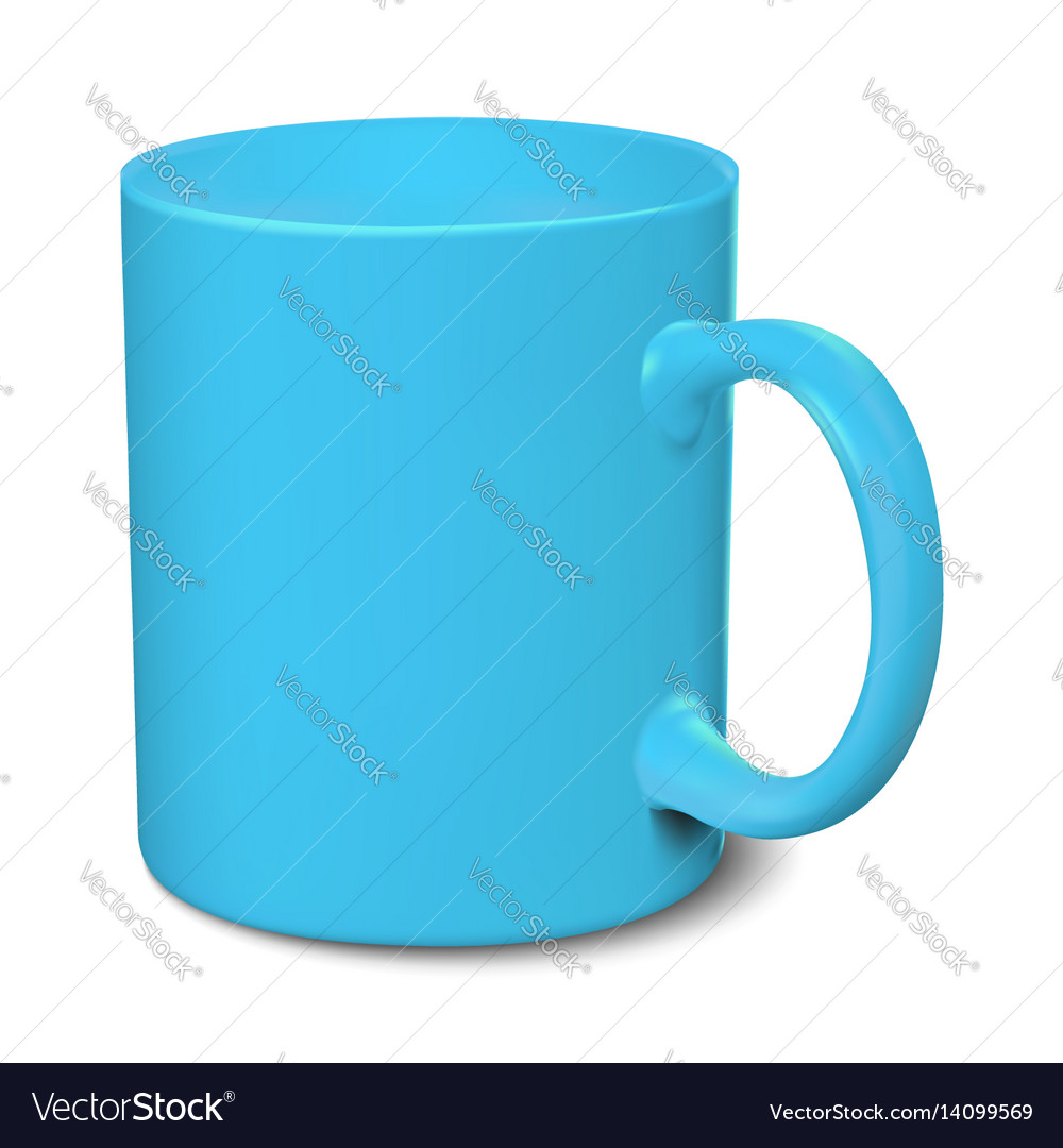 Blue mug realistic 3d mockup on a white