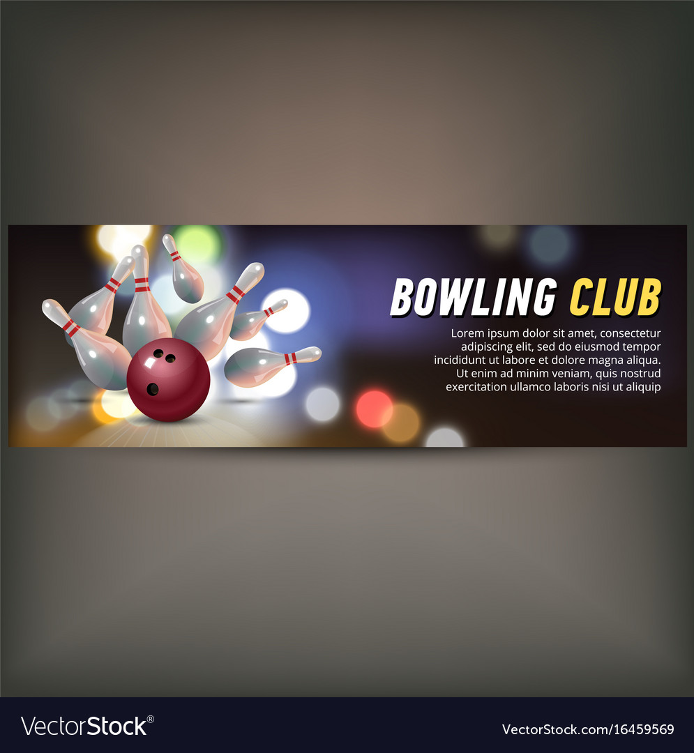 Bowling horizontal banner with bowling champ club Vector Image