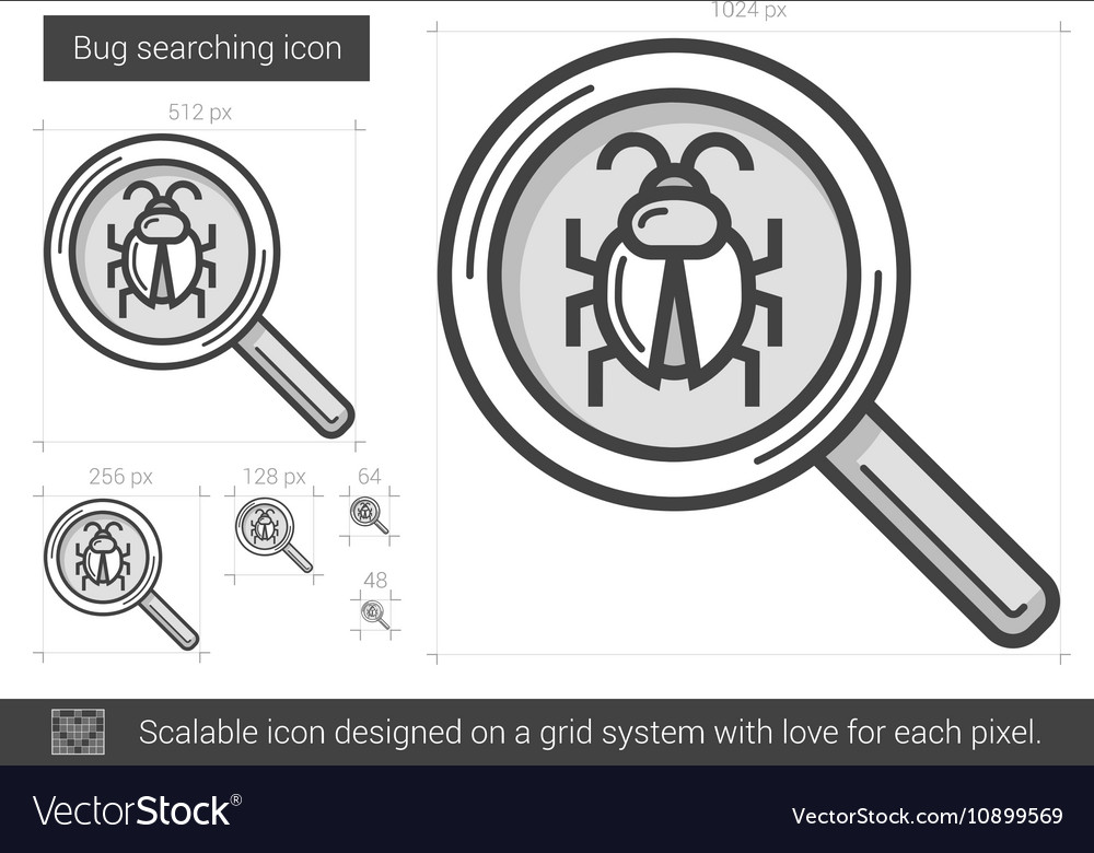 Bug searching line icon