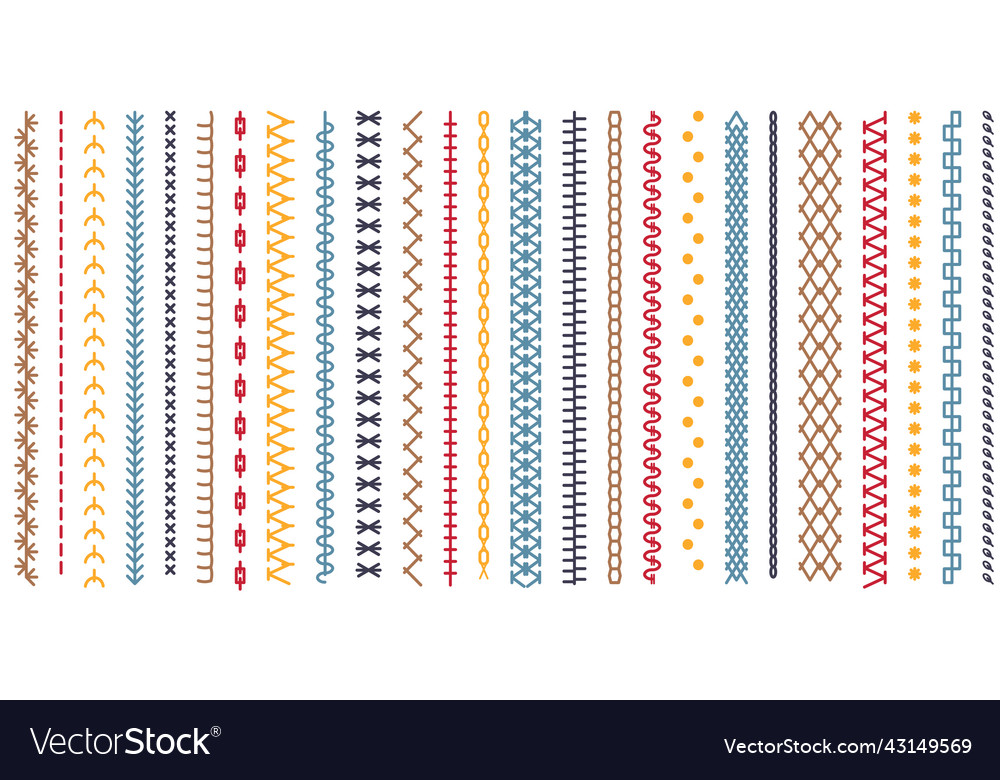 Different types of machine stitch brush pattern