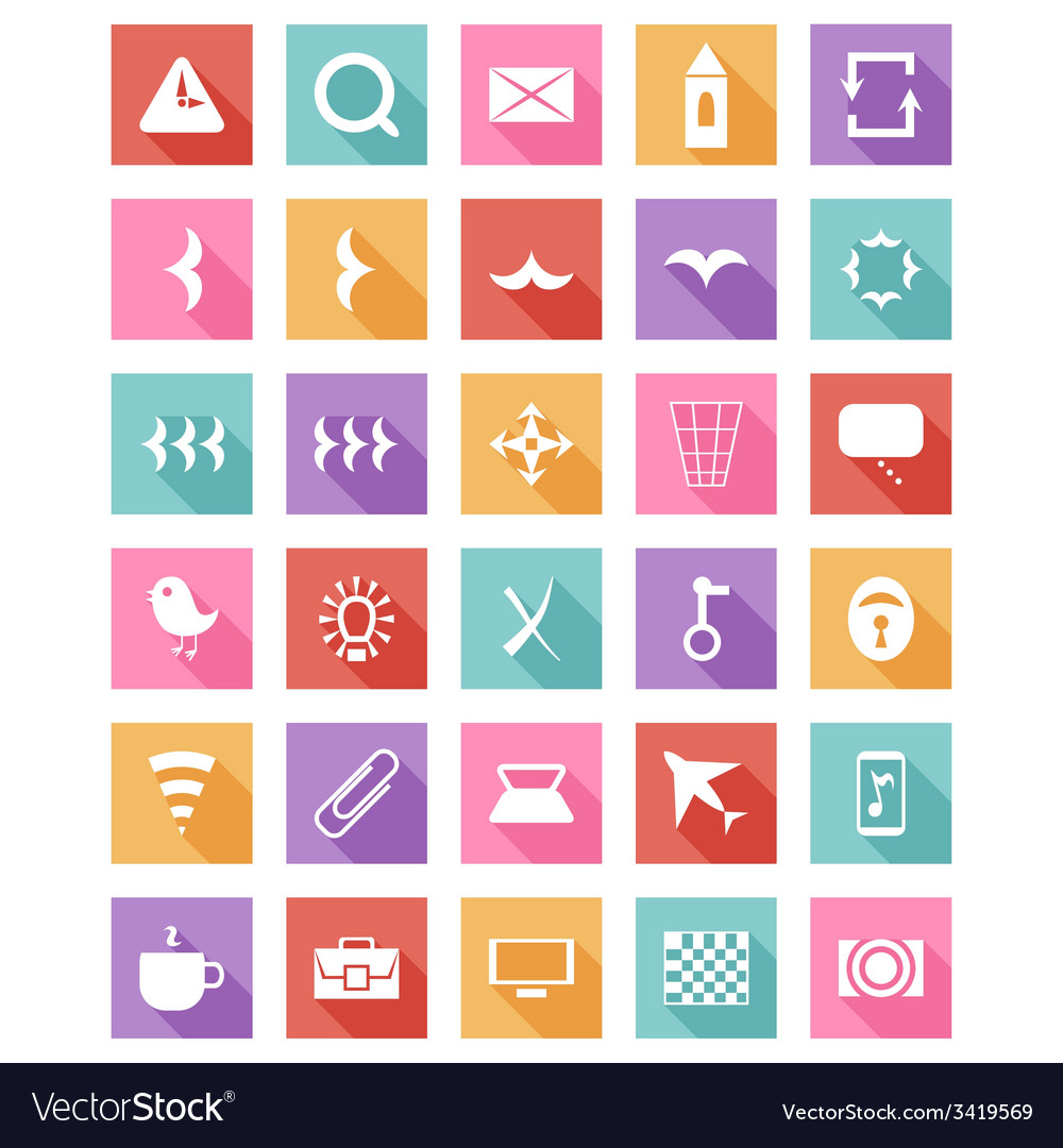 Flat icon set collection with long shadow