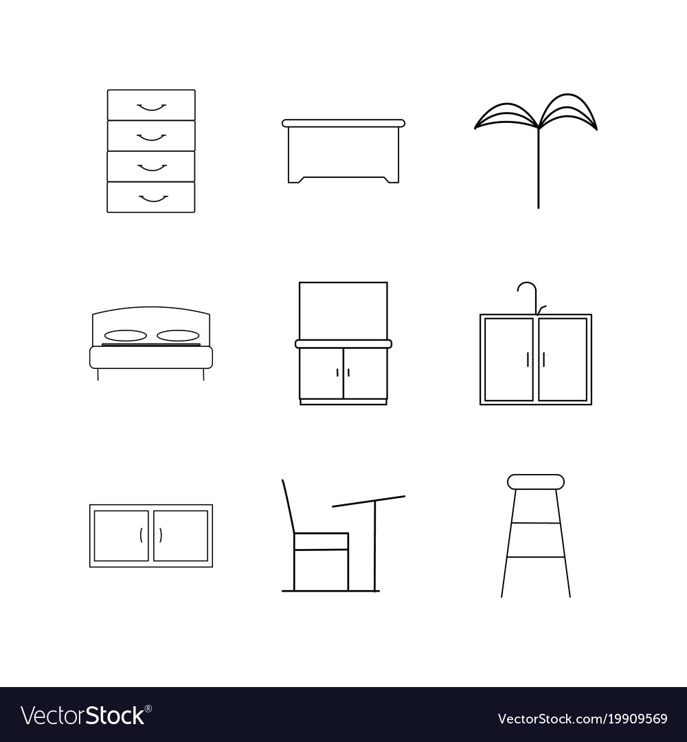 Furniture linear icon set simple outline icons