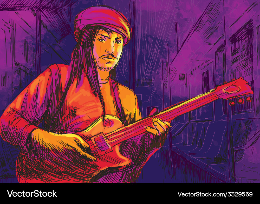 Guitar player Royalty Free Vector Image - VectorStock