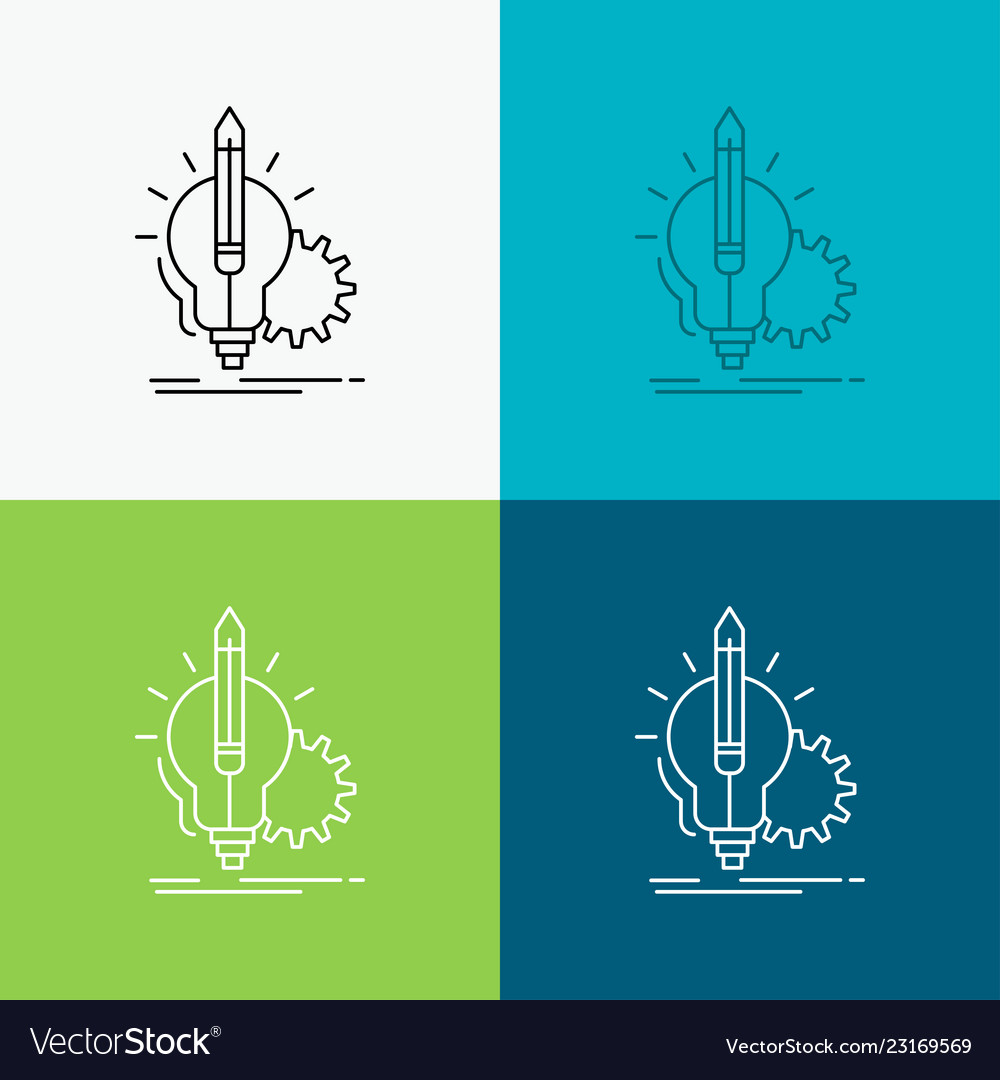 Idea insight key lamp lightbulb icon over various