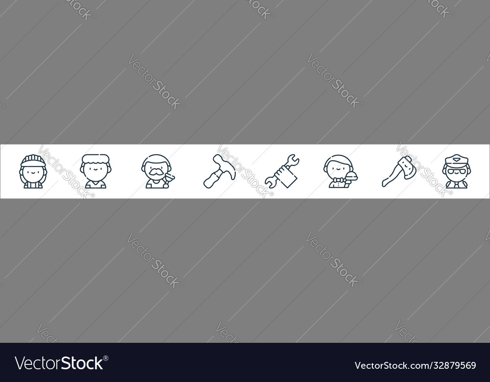 Labour day line icons linear set quality vector image Labour day line icons linear set quality