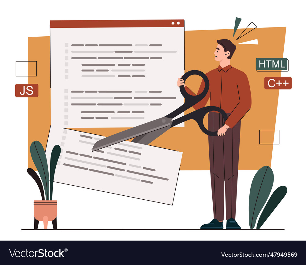 Man with code fragments concept vector image Man with code fragments concept