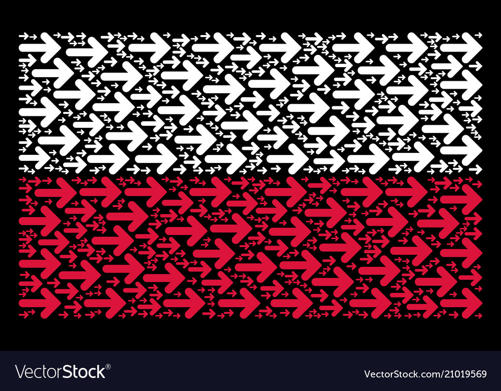 Polish flag pattern of right arrow items vector image Polish flag pattern of right arrow items