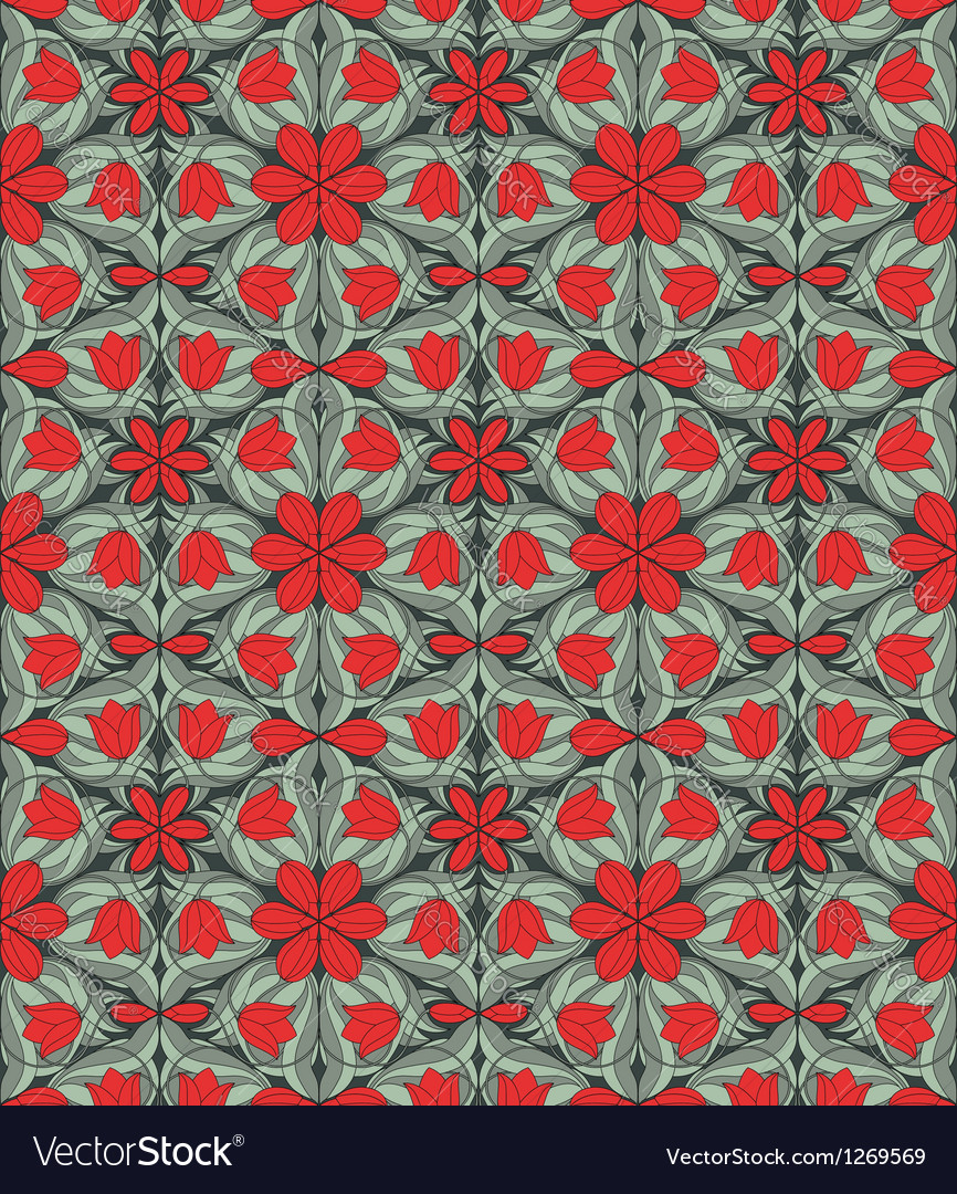 Seamless pattern with red tulips