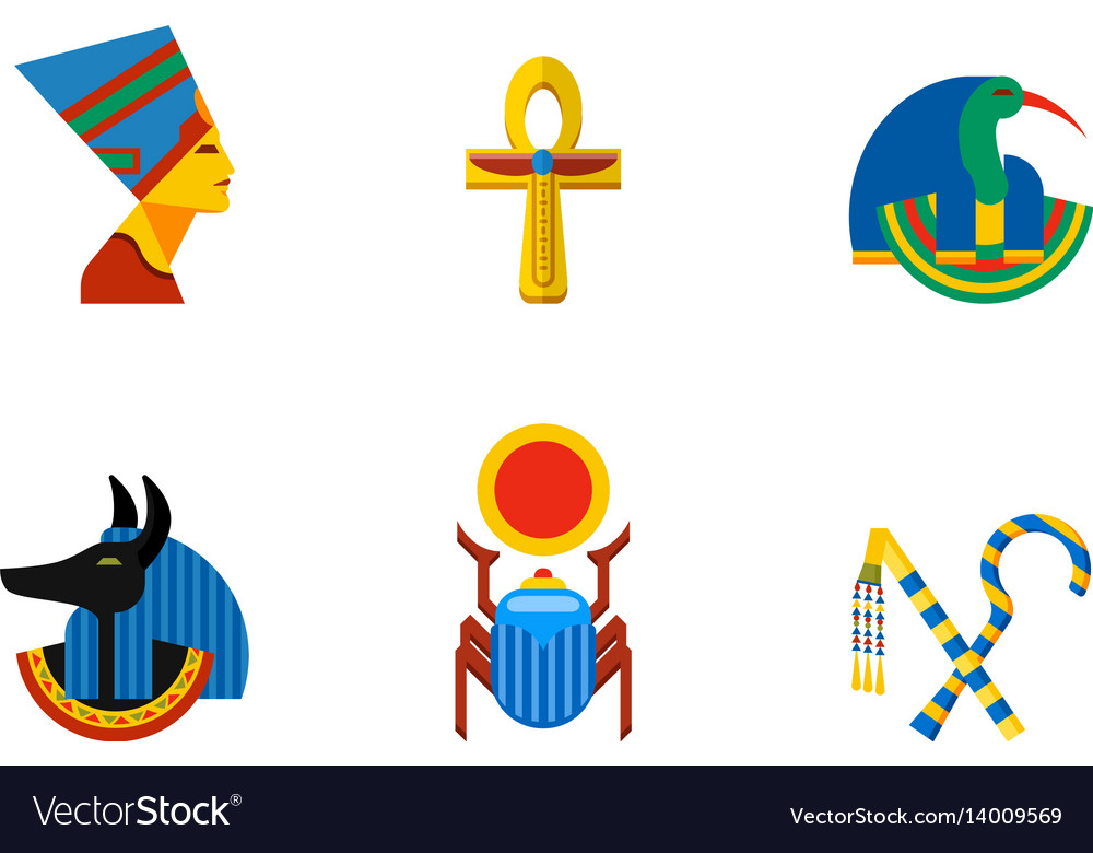 Set of flat design egypt travel icons