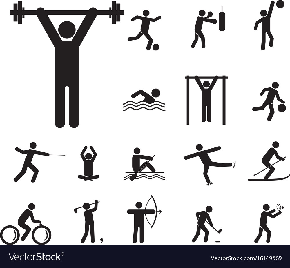 Sport icon playing people black set Royalty Free Vector