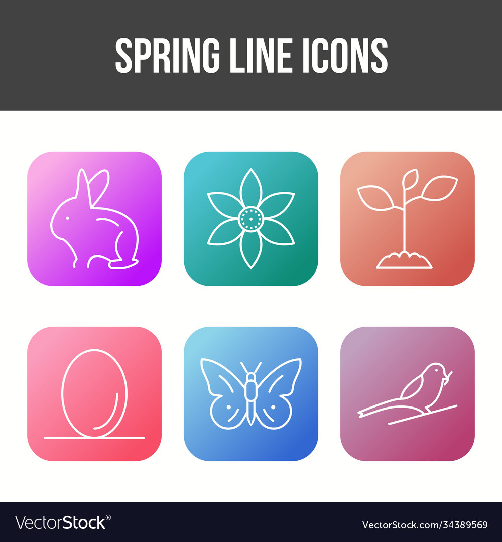 Spring line icon set