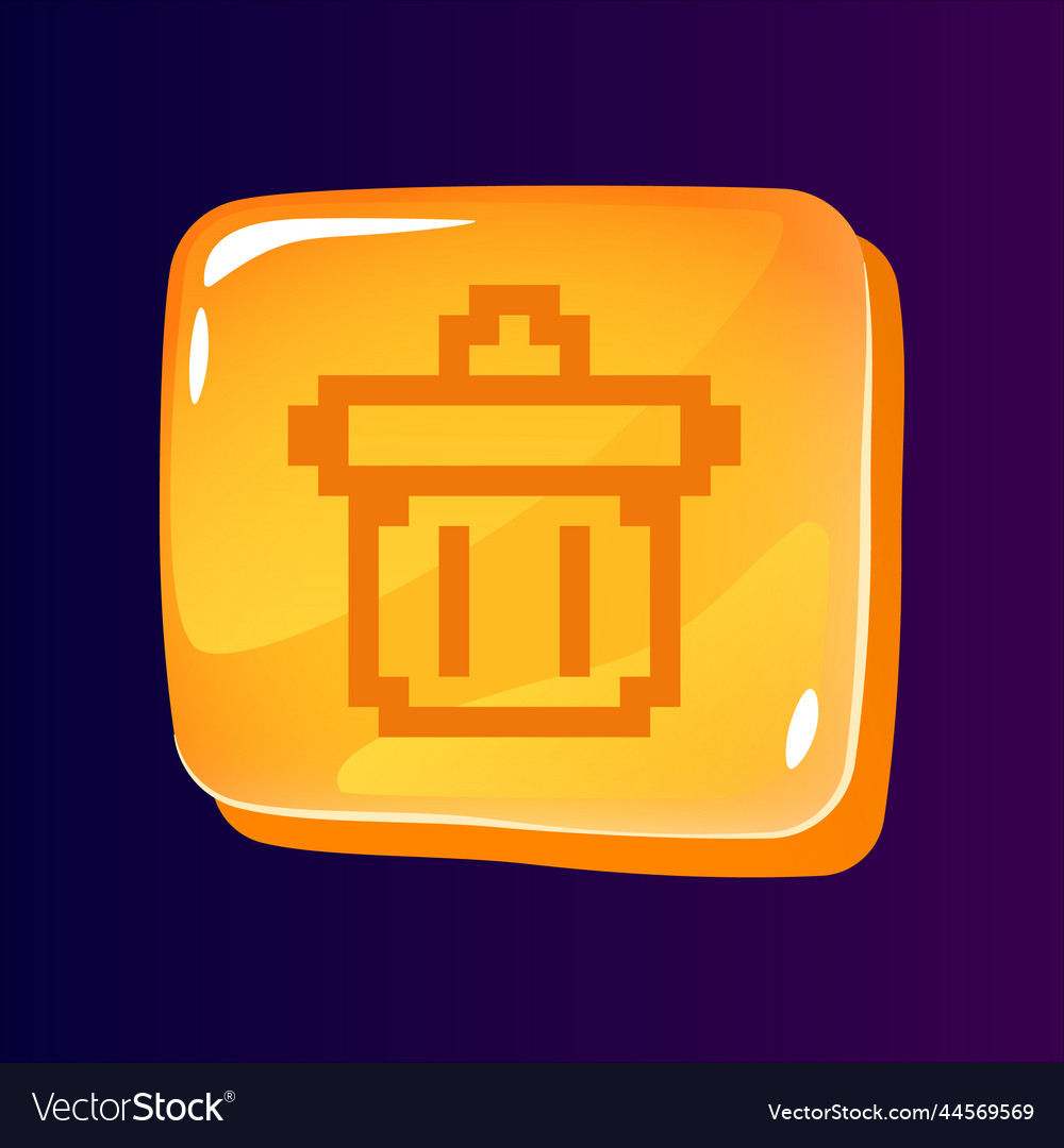 Müll kann glänzende ui-Taste mit Pixel-Symbol vector image Müll kann glänzende ui-Taste mit Pixel-Symbol