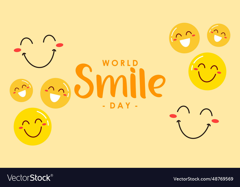 World smile day lettering with cute flower face Vector Image