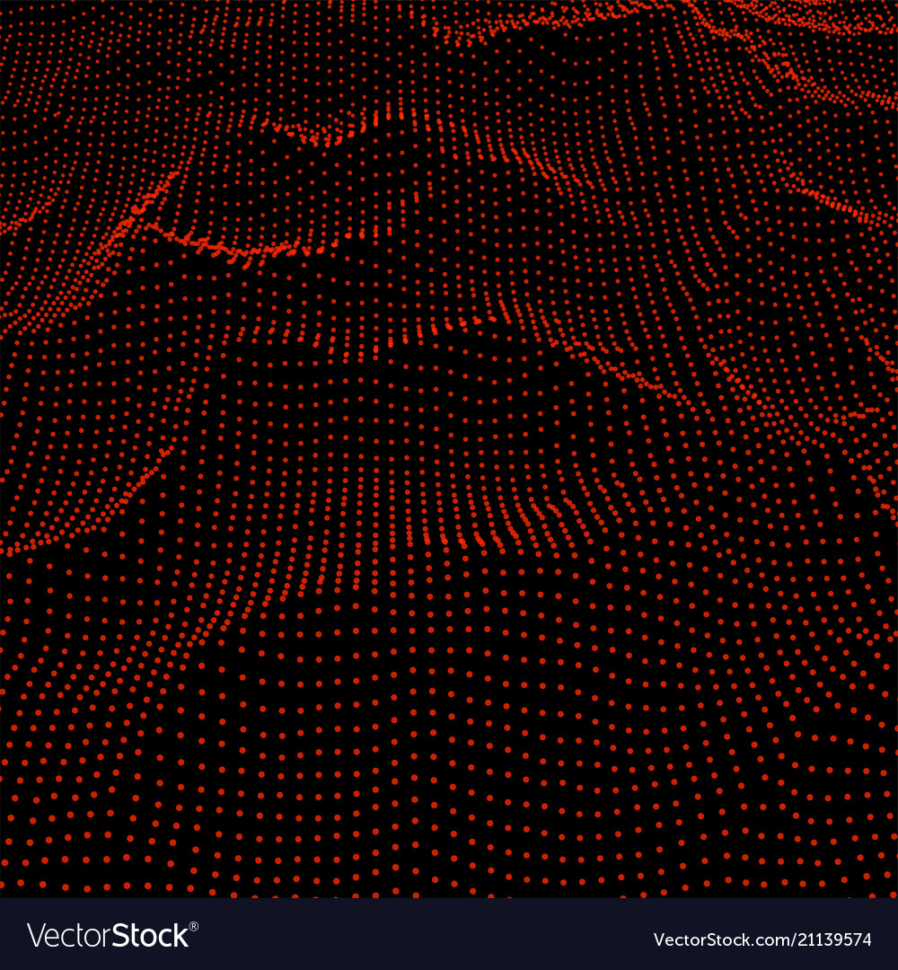 Abstract digital wave grid consist of particles