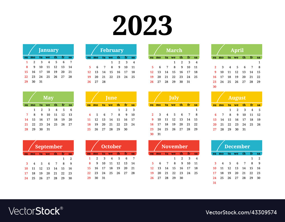 Calendar for 2023 isolated on a white background Vector Image