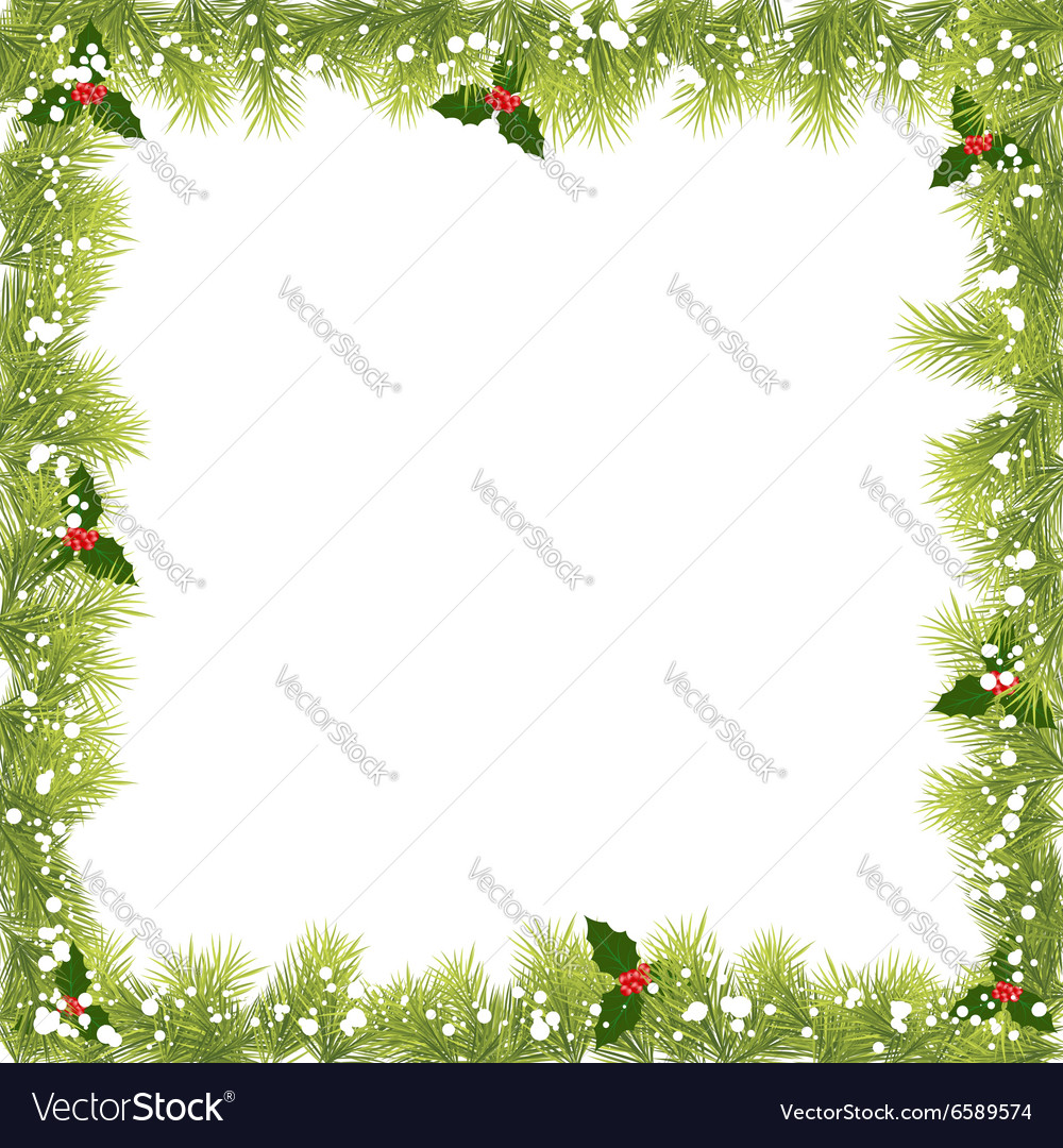 Christmas Fir Tree Branch Frame Vector Image Christmas Fir Tree Branch Frame Vector Image