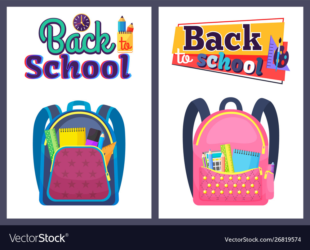 Colored school backpack back