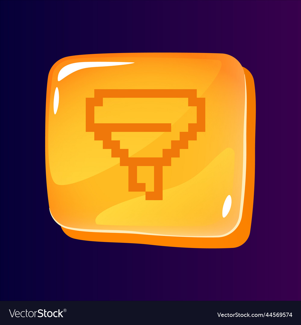 Funnel glossy ui button with pixelated icon Vector Image Funnel glossy ui button with pixelated icon