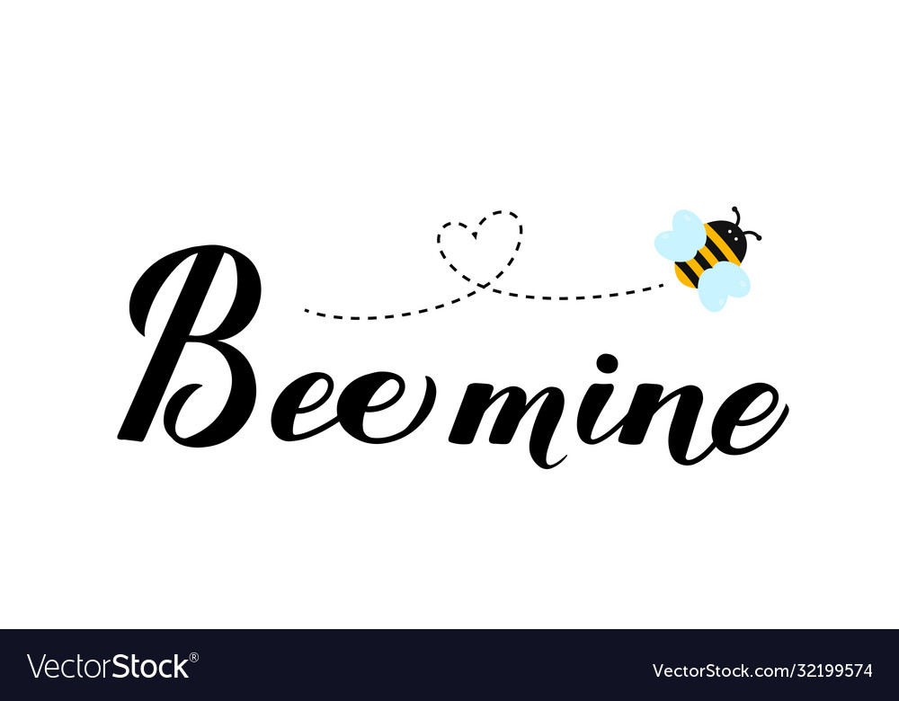 Funny valentines tag karte bee mine Kalligraphie