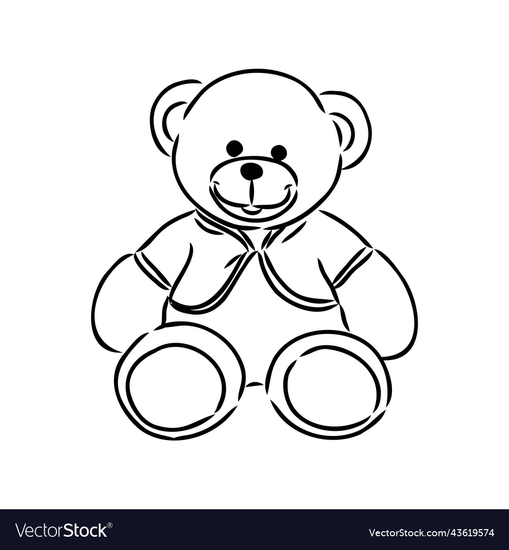 Hand gezeichnet isoliert Teddybär doodle