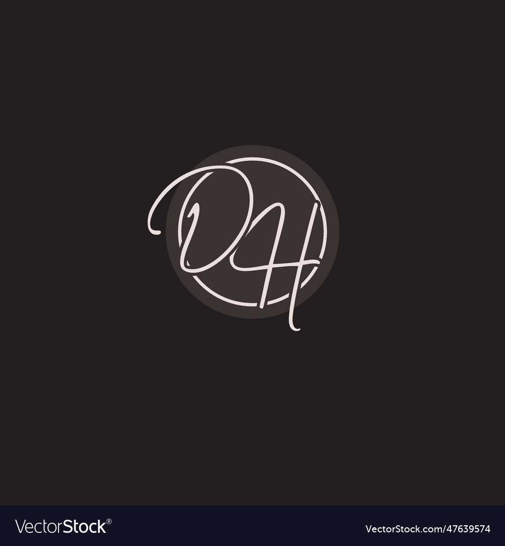 Initials dh logo monogram with simple circle line