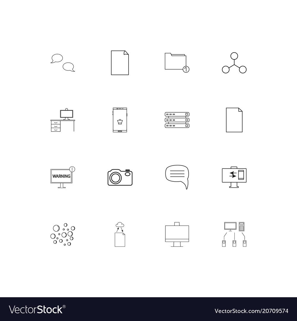 Network and database simple linear icons set