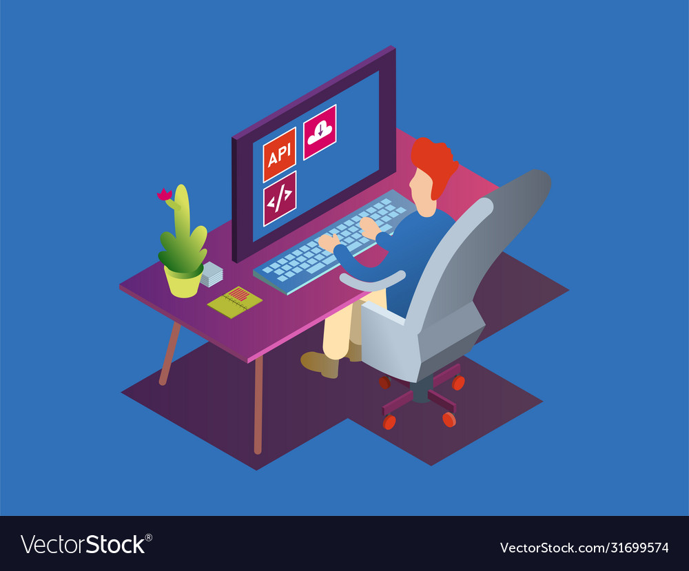 Programmer at work concept banner can use for web vector image Programmer at work concept banner can use for web
