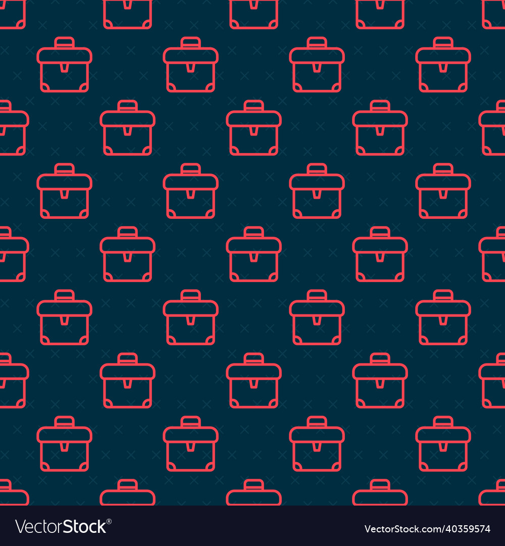 Red line briefcase icon isolated seamless pattern vector image Red line briefcase icon isolated seamless pattern