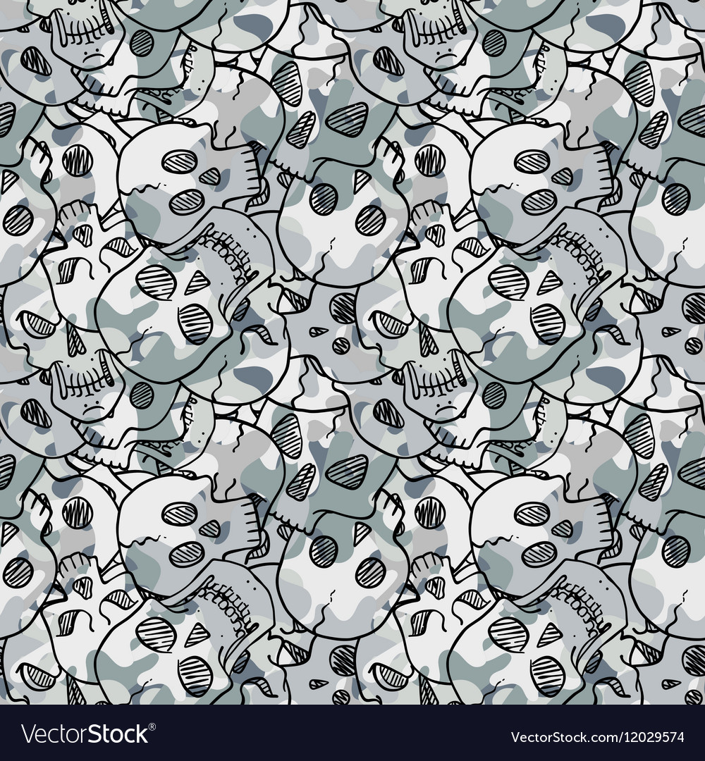 Seamless pattern with random skulls