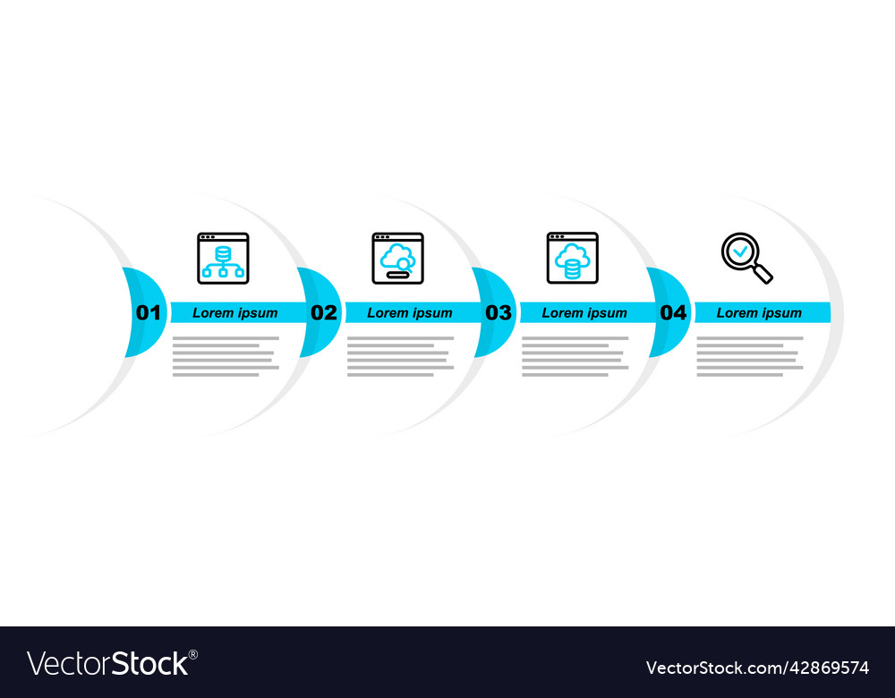 Set line magnifying glass with check mark cloud vector image Set line magnifying glass with check mark cloud