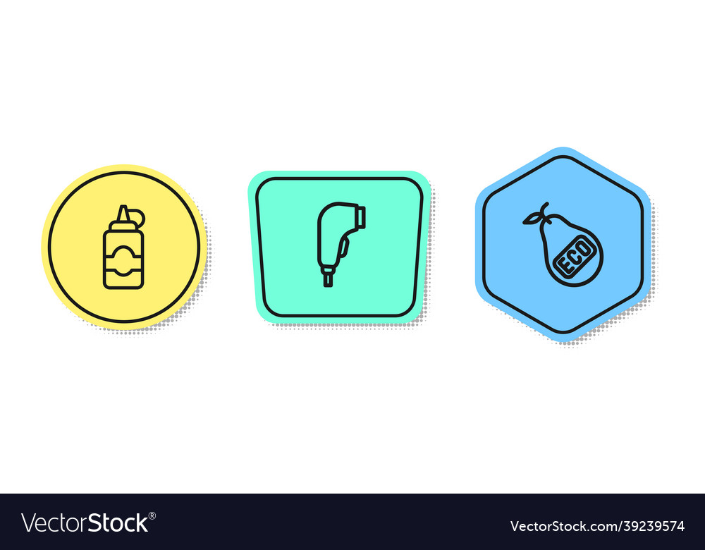 Set line sauce bottle scanner scanning bar code vector image Set line sauce bottle scanner scanning bar code