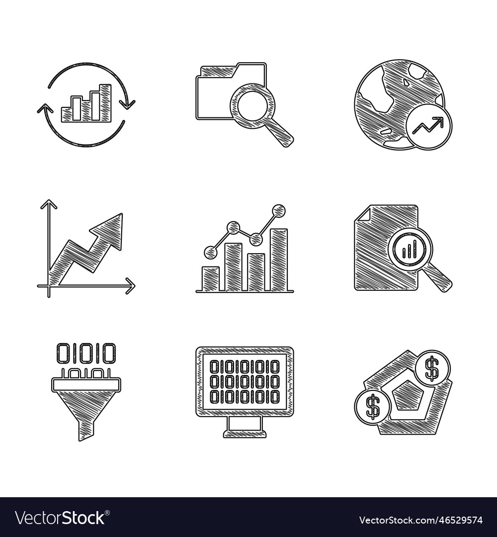Set pie chart infographic binary code financial vector image Set pie chart infographic binary code financial