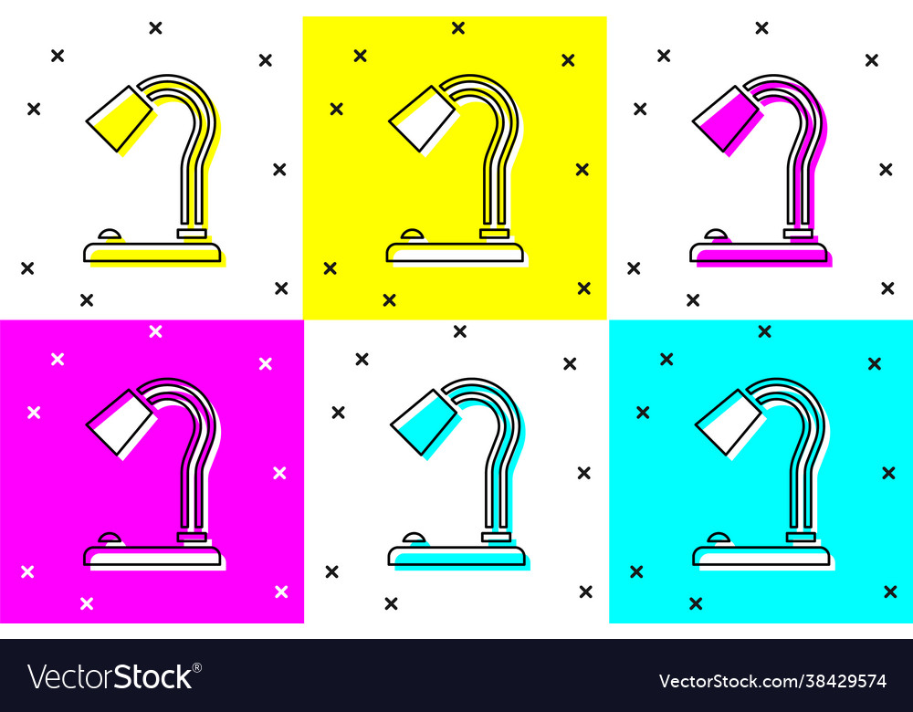 Set table lamp icon isolated on color background Vector Image Set table lamp icon isolated on color background