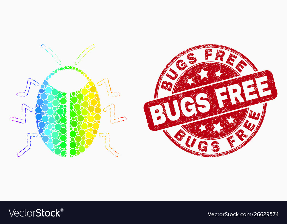 Spectrum pixel bug icon and distress bugs vector image Spectrum pixel bug icon and distress bugs
