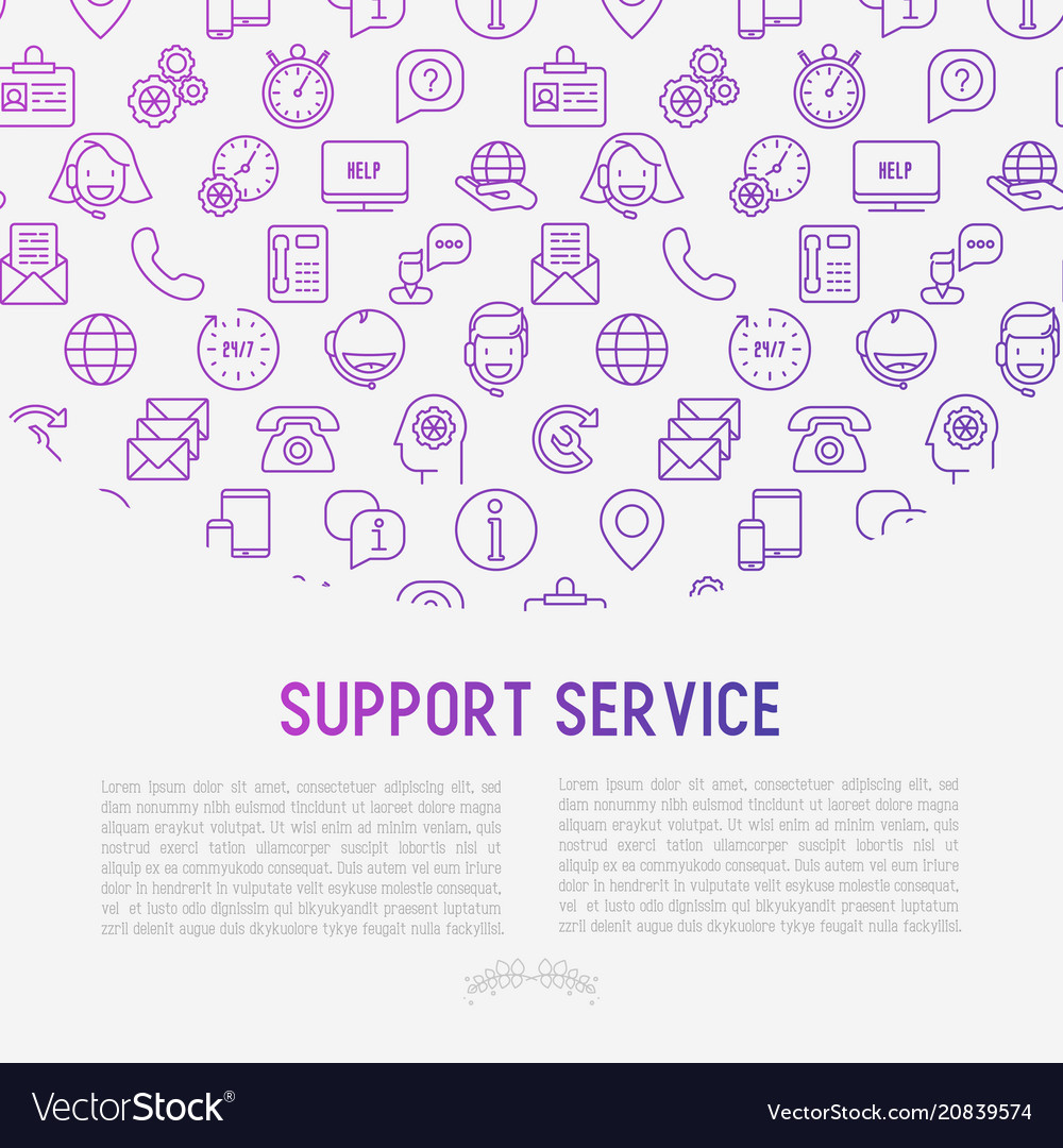 Support service concept with thin line icons vector image Support service concept with thin line icons