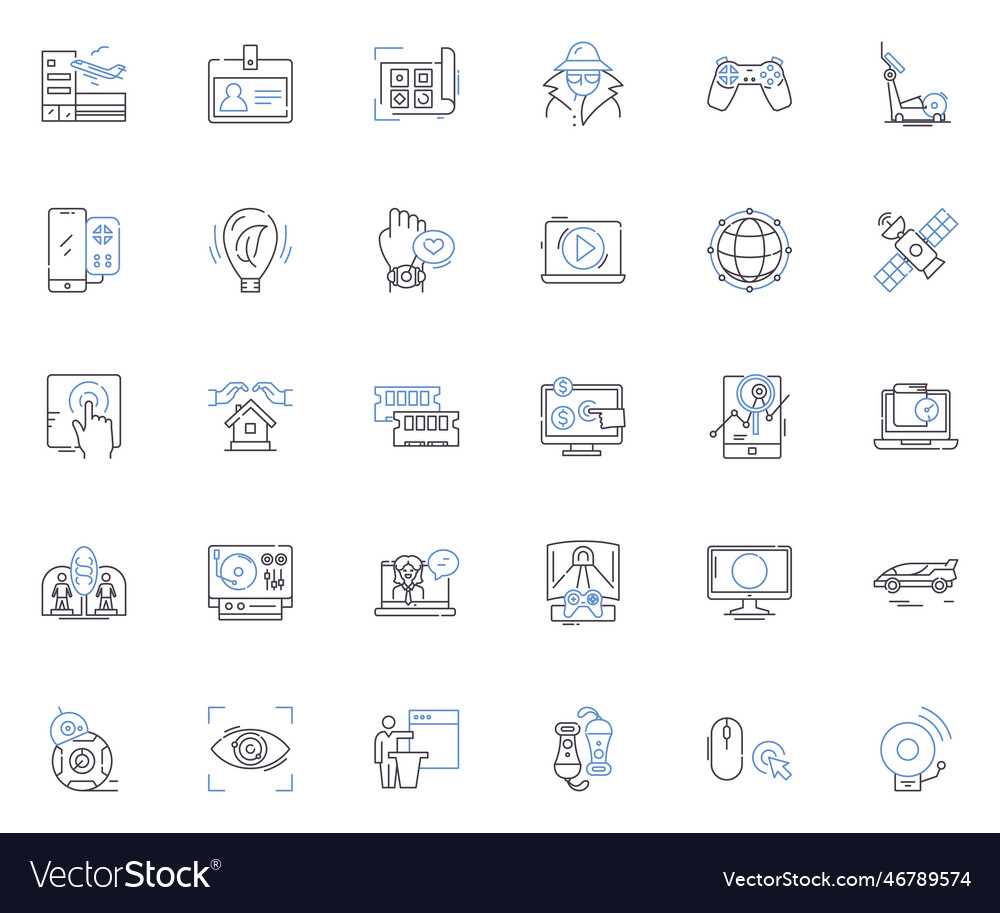 Tech store line icons collection innovation