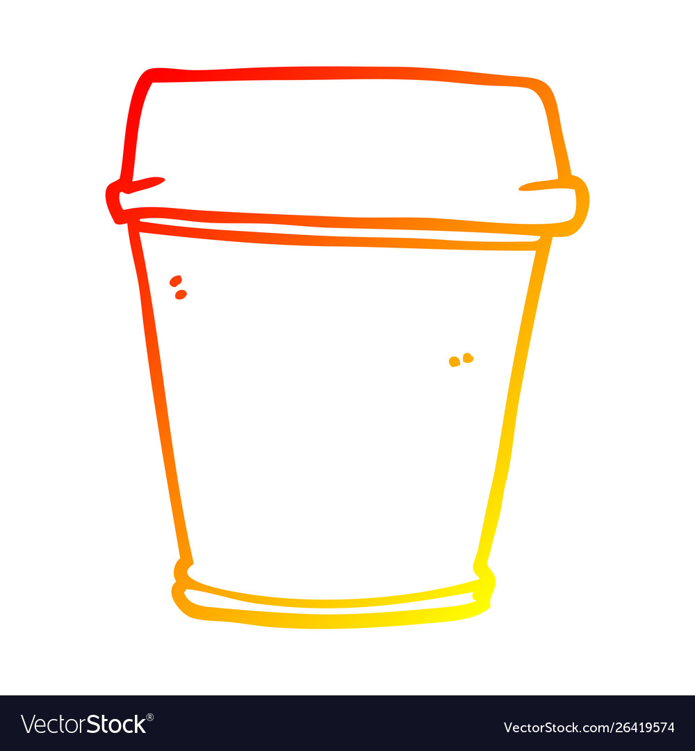 Warm gradient line drawing cartoon take out coffee
