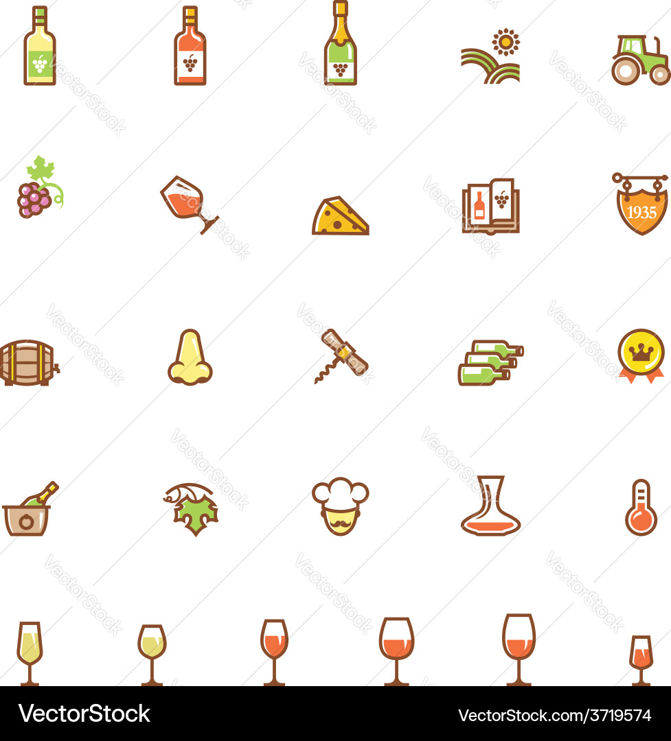 Wine icon set Royalty Free Vector Image - VectorStock