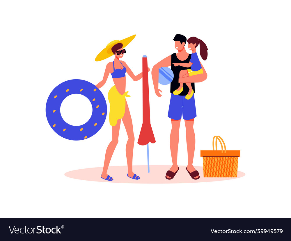 Beach holidays family composition Royalty Free Vector Image