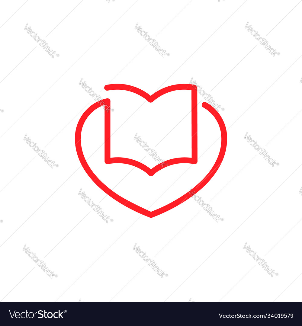 Book and heart symbol on white backdrop