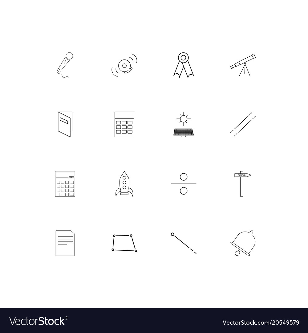 Education and science simple linear icons set