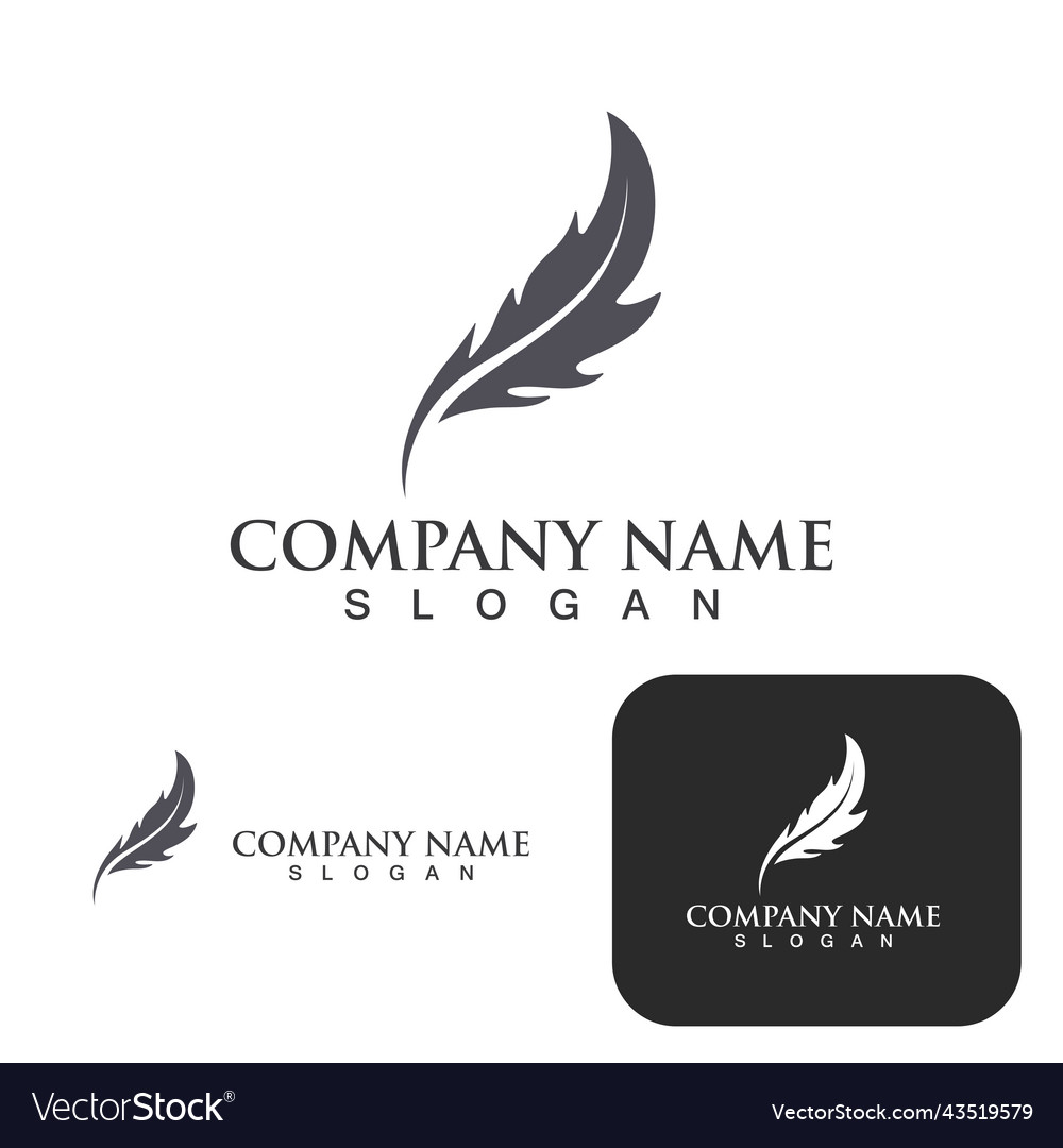 Feather pen write sign logo template app icons