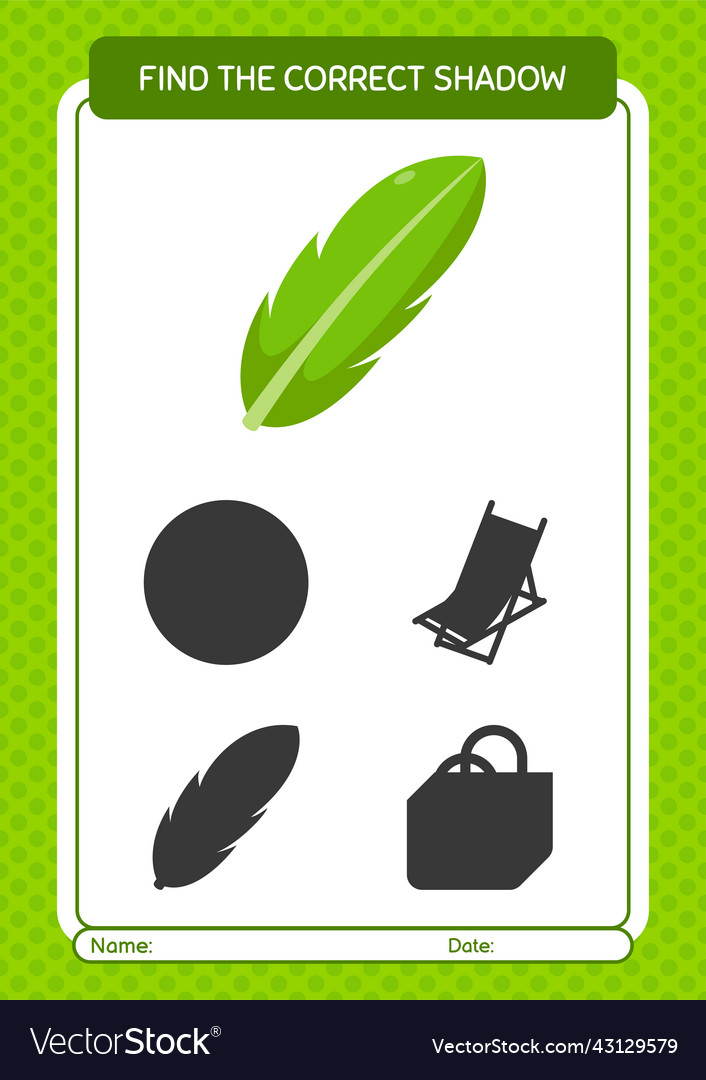 Find the correct shadows game with banana leaf vector image Find the correct shadows game with banana leaf