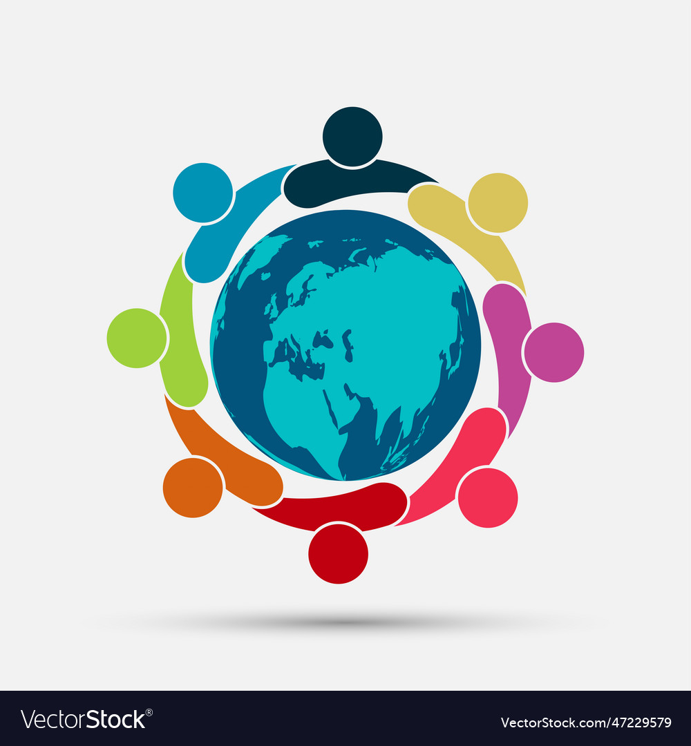 Graphic group connection logoeight people Vector Image