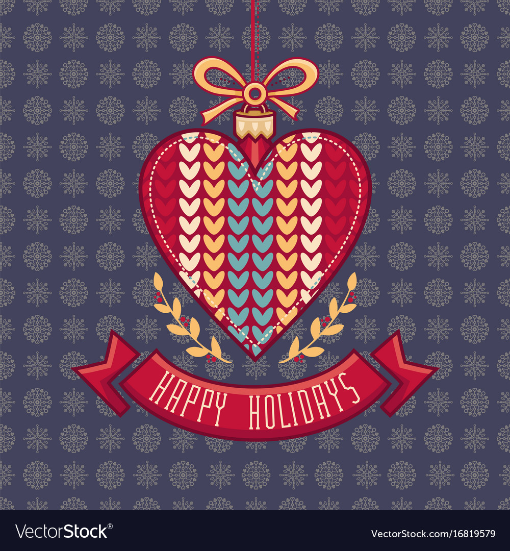 Happy holidays greeting card in heart form Vector Image