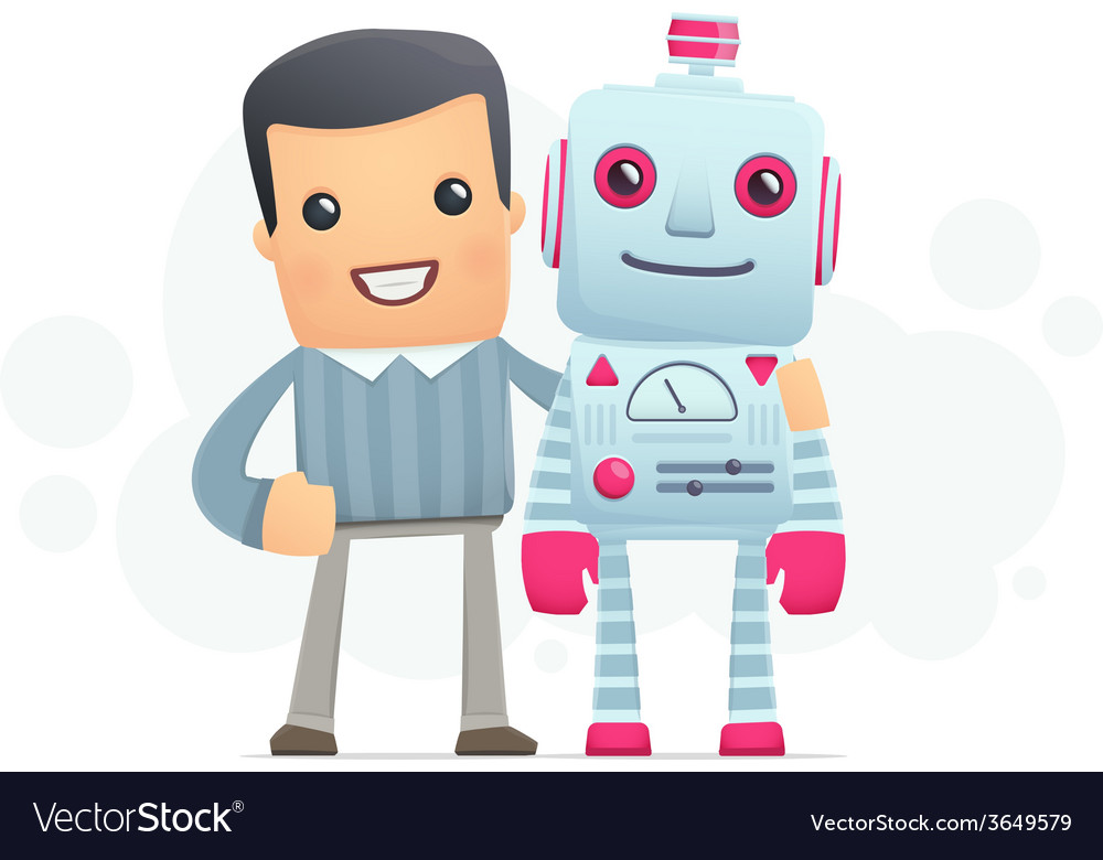Man and robot best friends Royalty Free Vector Image