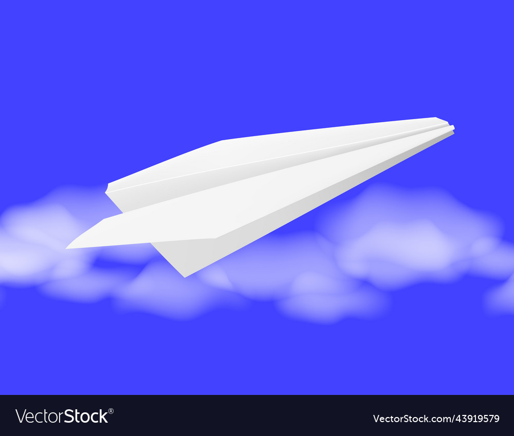 Paper plane in the cloudy sky