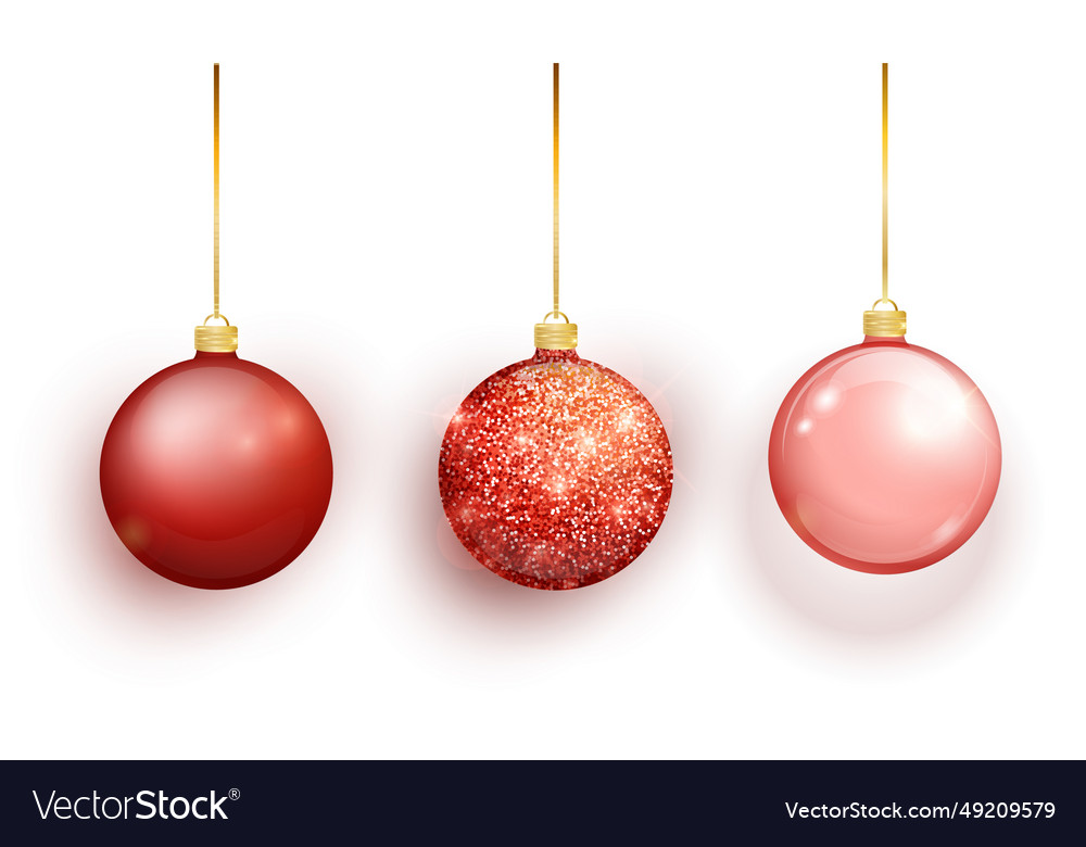 Red christmas tree toy set isolated on white